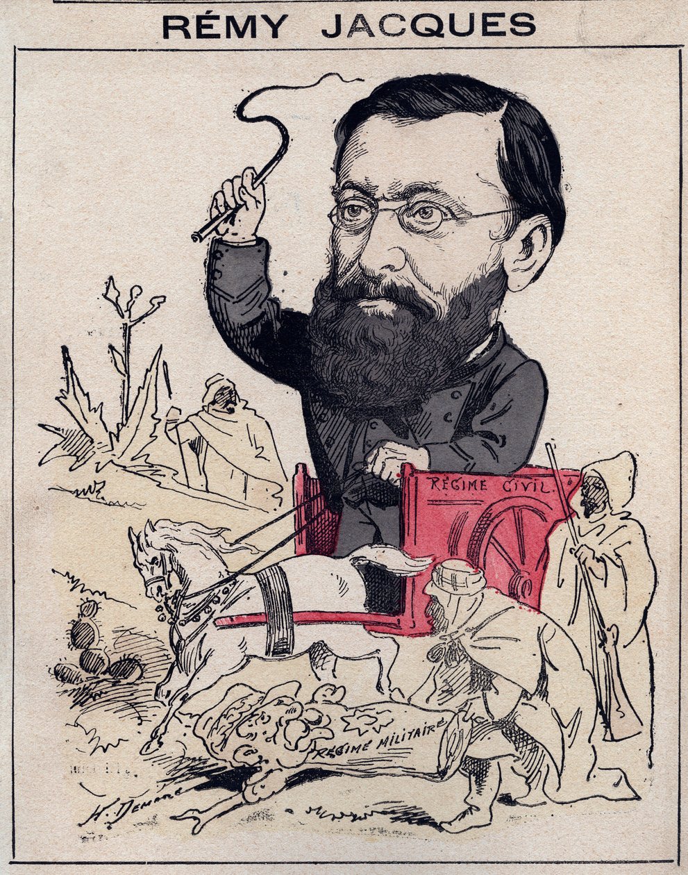 Remy Jacques, voormalig senator van Algerije (Oran) - Cartoon door Henri Demare in 