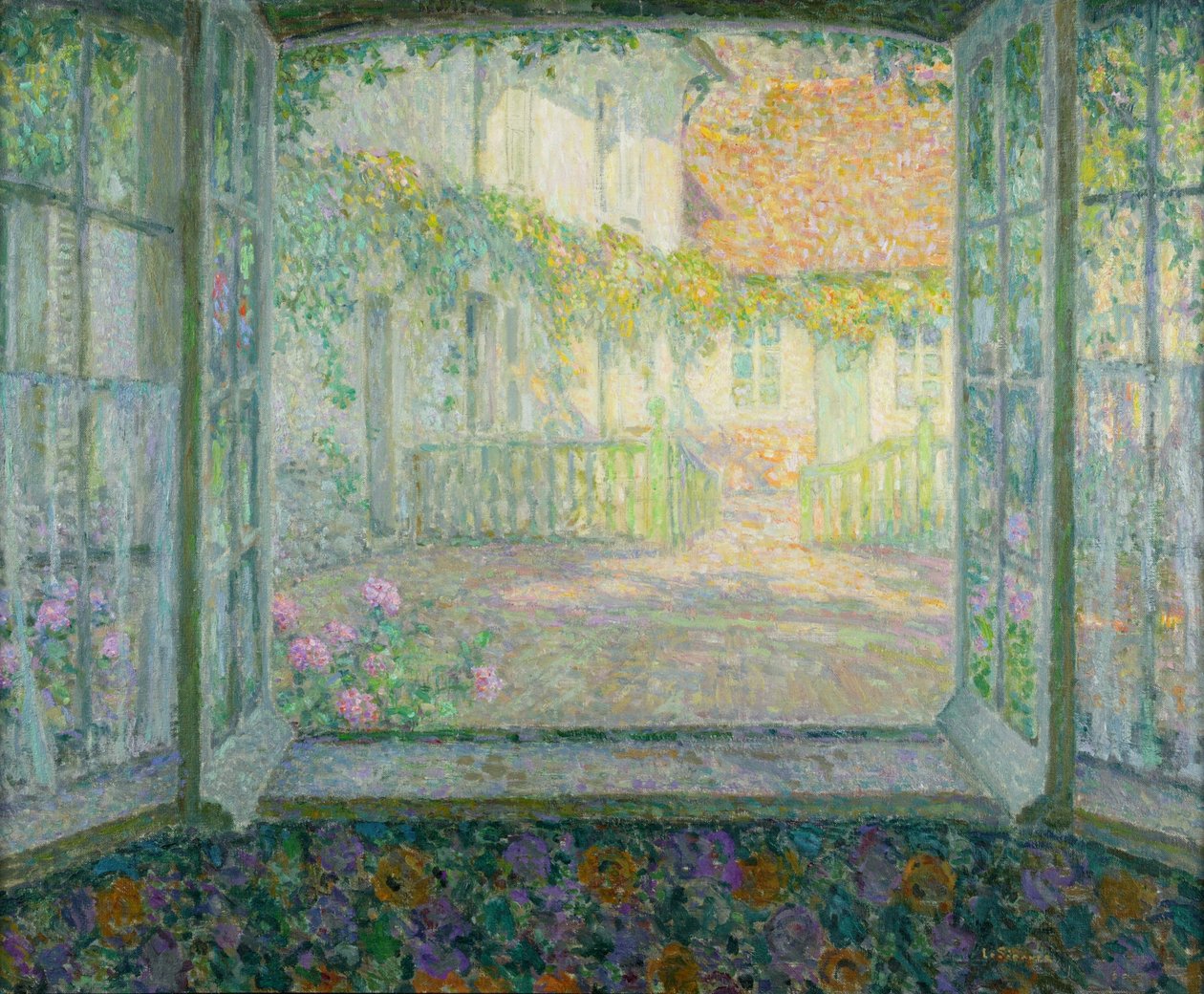 Binnenplaats vanuit een raam door Henri Eugene Augustin Le Sidaner