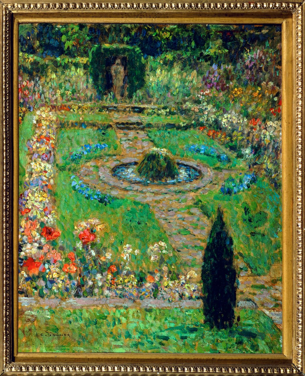 Hampton Court (schilderij op doek) door Henri Eugene Augustin Le Sidaner