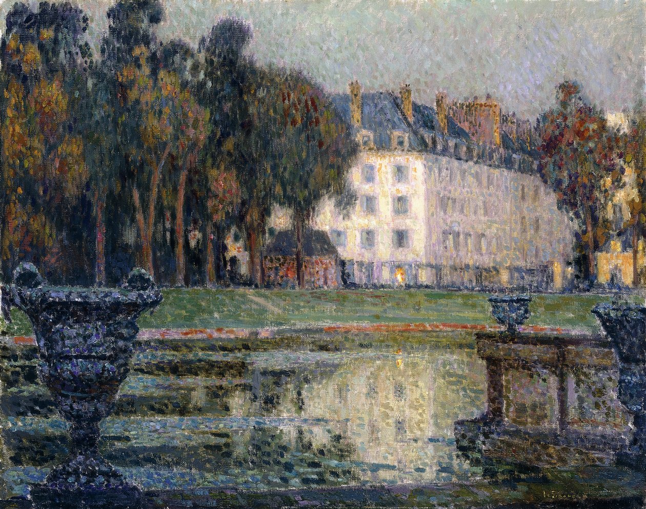 De Neptunusfontein in de Schemering door Henri Eugene Augustin Le Sidaner