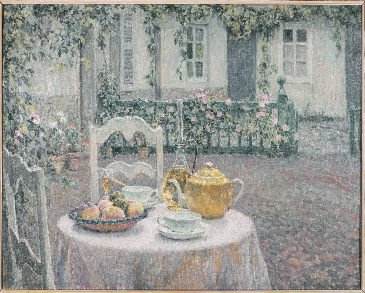 Het roze tafelkleed door Henri Eugene Augustin Le Sidaner