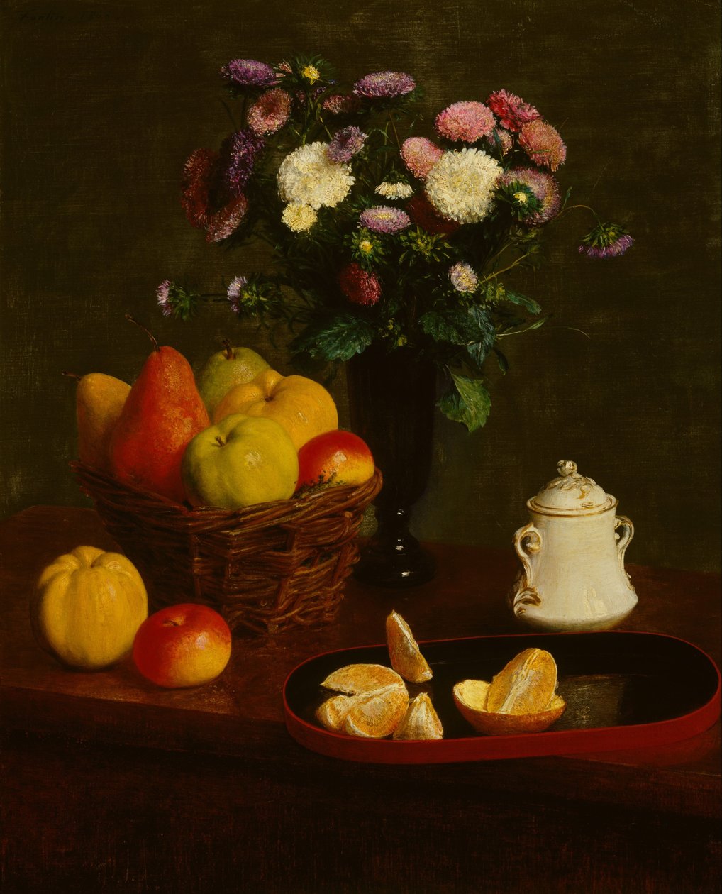 Bloemen en fruit door Henri Fantin-Latour