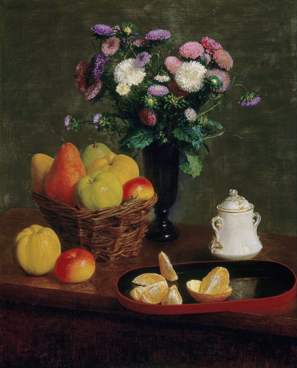 Bloemen en fruit door Henri Fantin-Latour