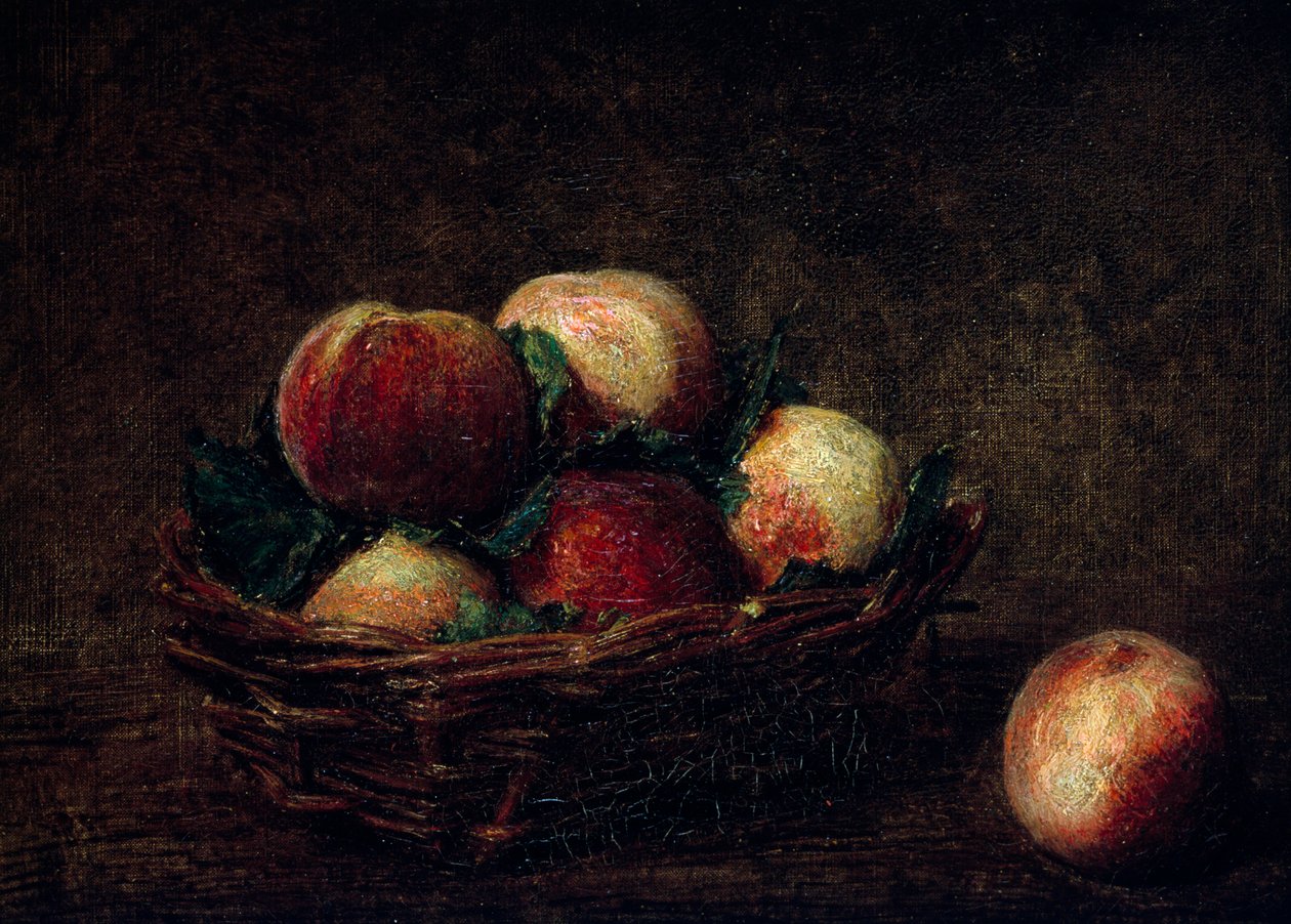Stilleven met perziken. Schilderij van Henri Fantin-Latour (Fantin Latour door Henri Fantin-Latour