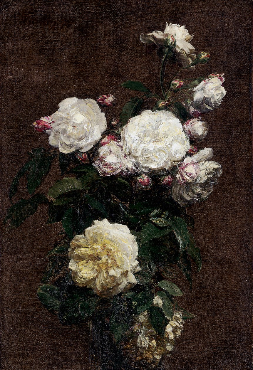 Witte Rozen. Schilderij van Henri Fantin-Latour (Fantin Latour door Henri Fantin-Latour