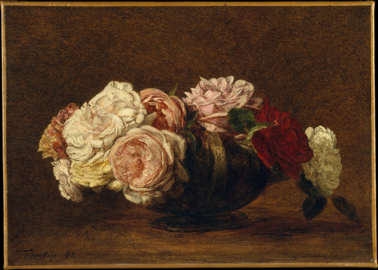 Rozen in een schaal door Henri Fantin-Latour