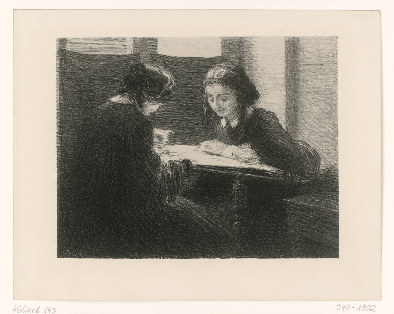 Stickers. Twee dames aan tafel door Henri Fantin-Latour