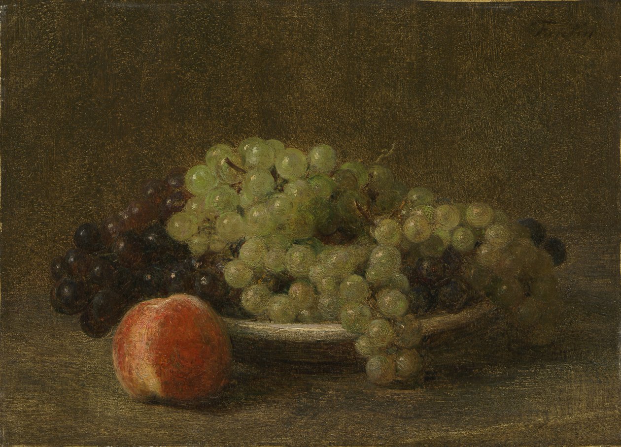 Stilleven met druiven en een perzik door Henri Fantin-Latour