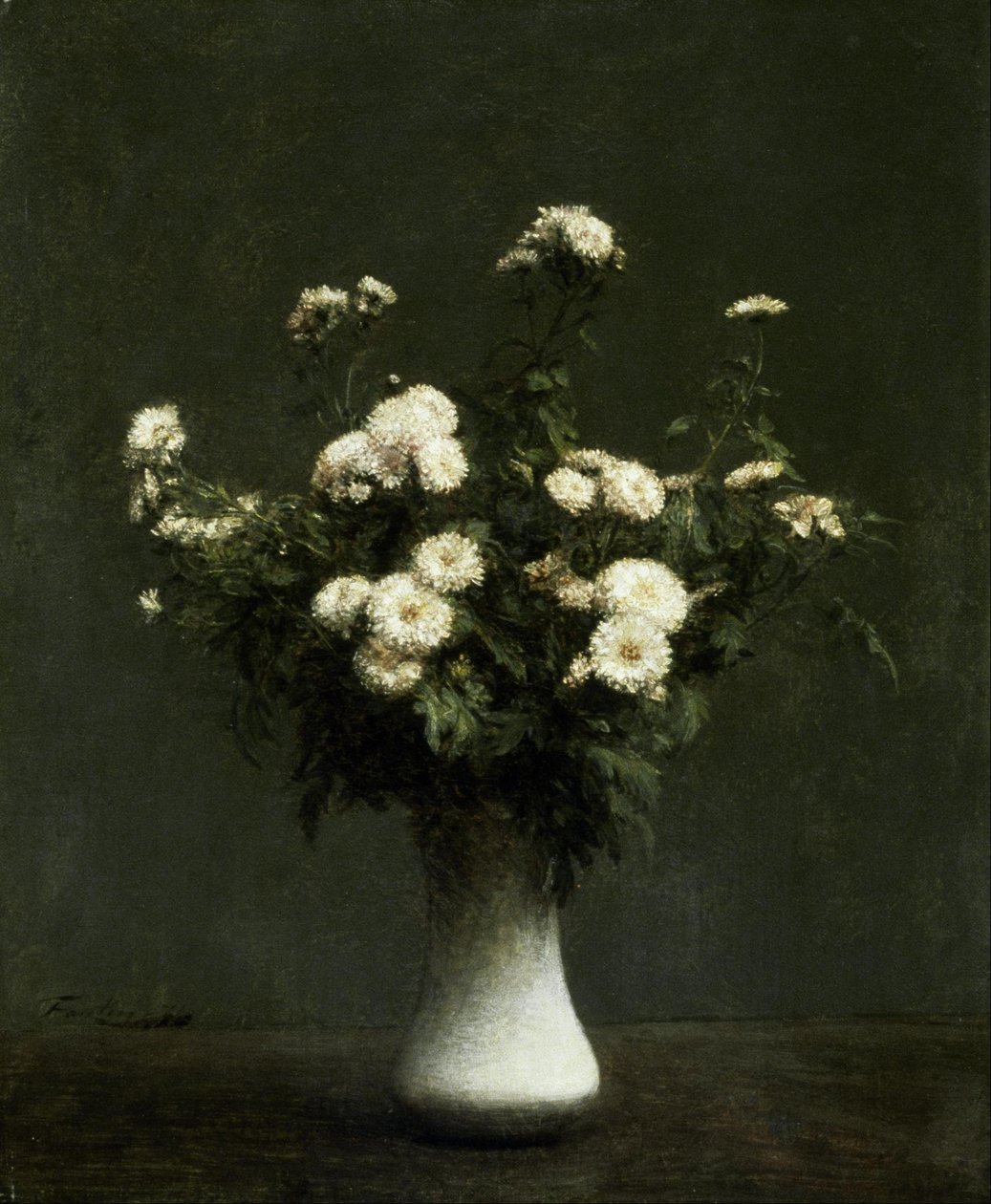 Vaas met chrysanten door Henri Fantin-Latour