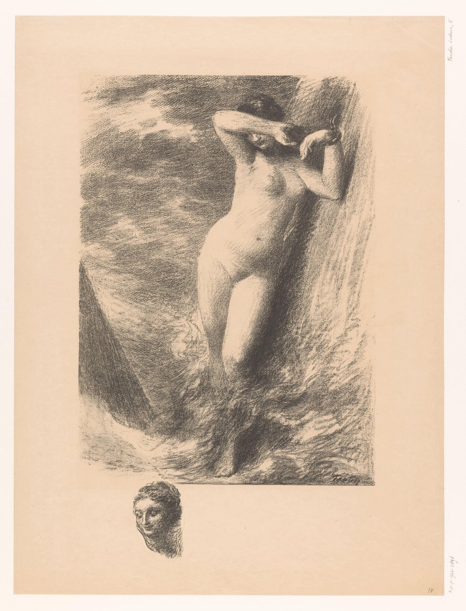 Andromeda vastgeketend aan een rots in het water door Ignace Henri Jean Fantin Latour