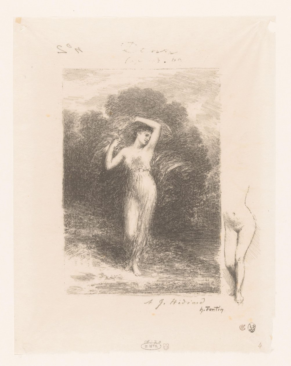Jonge vrouw met sjaal door Ignace Henri Jean Fantin Latour