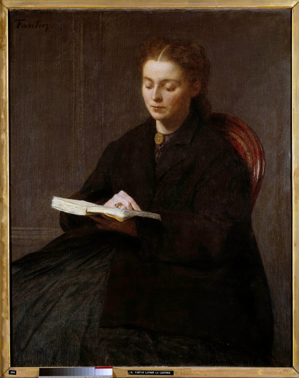 Lezing Schilderij door Henri Fantin-Latour door Ignace Henri Jean Fantin Latour