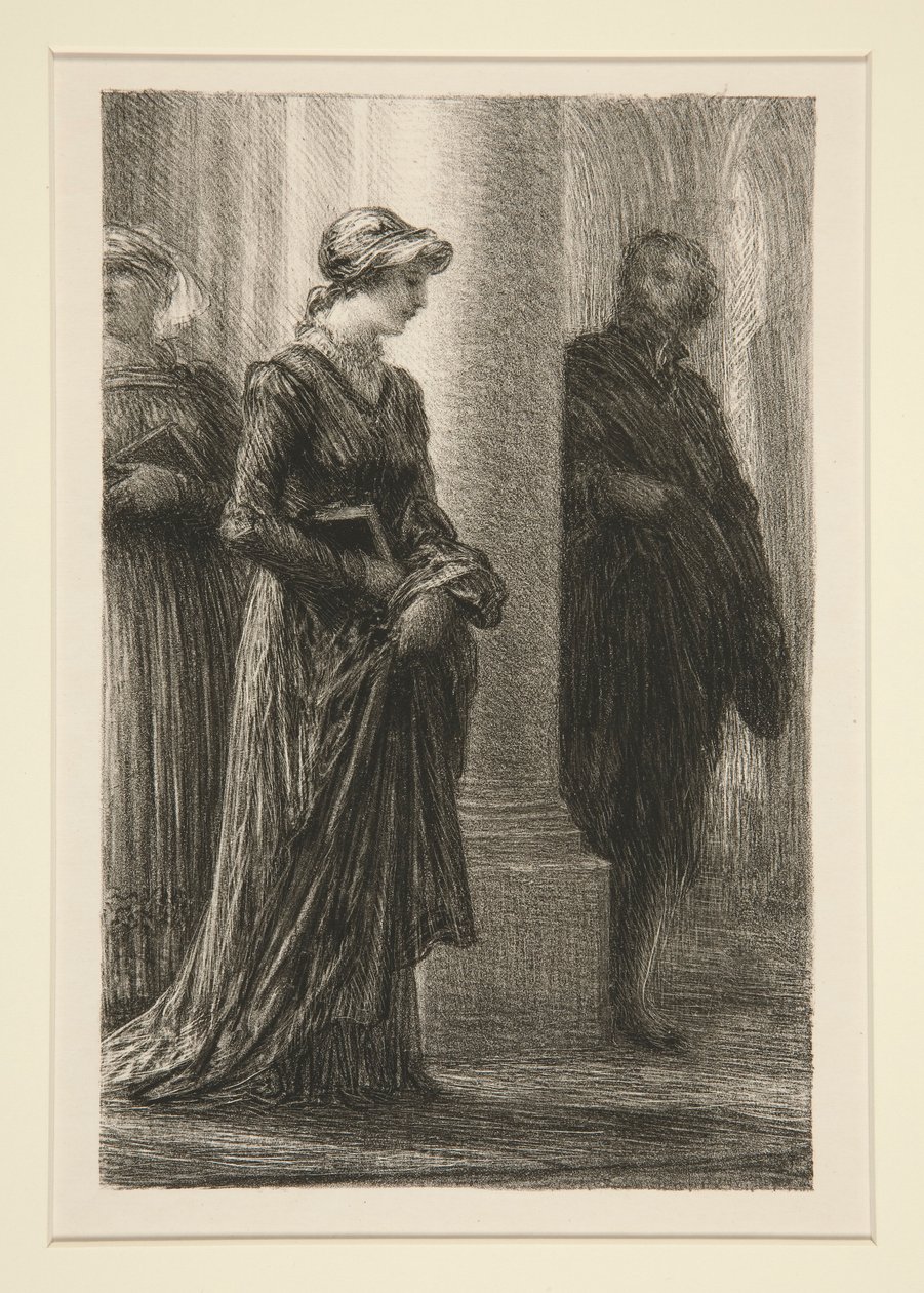 De Meistersingers van Neurenberg: acte I, ontmoeting van Walther en D door Ignace Henri Jean Fantin Latour
