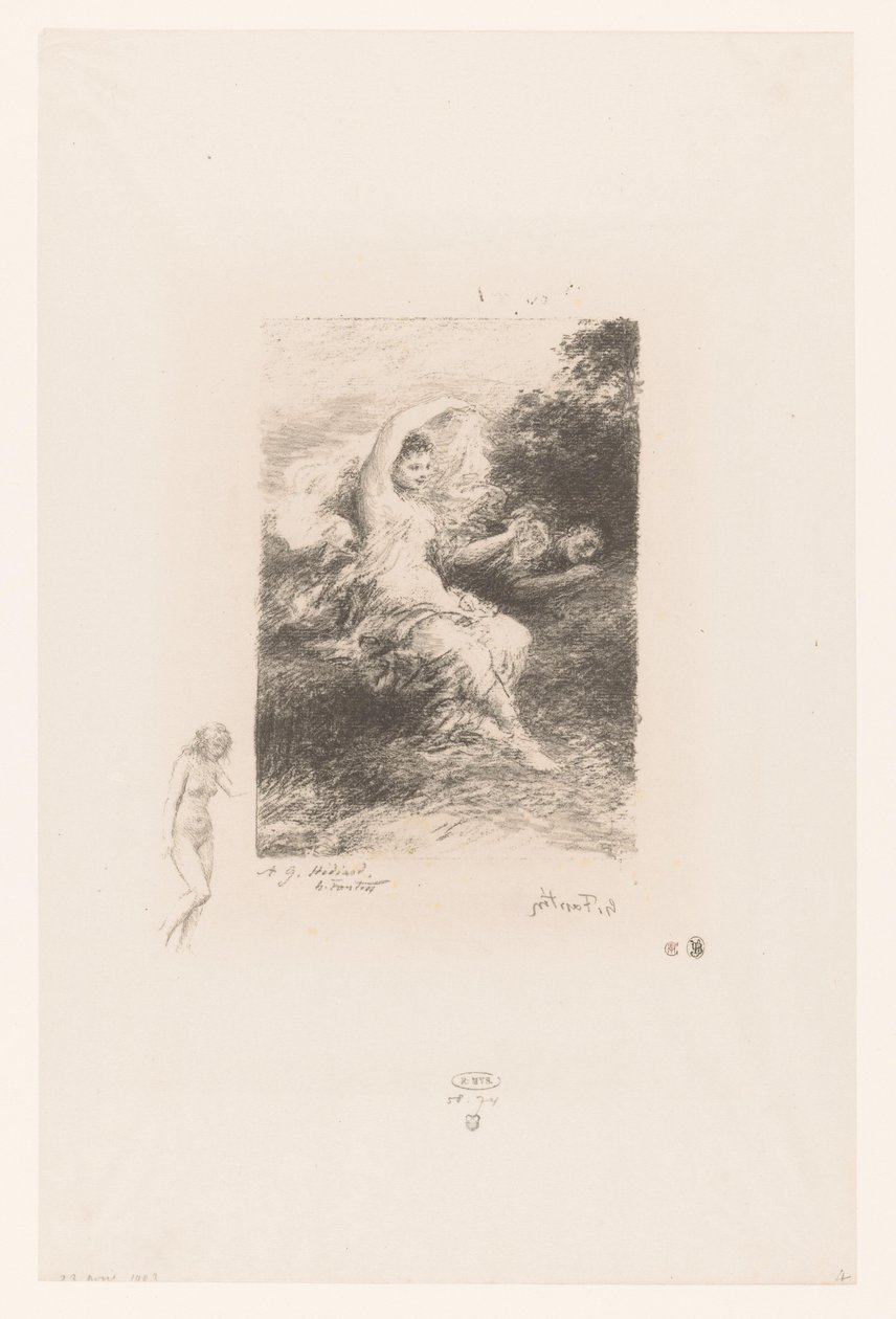 Lydé waakt bij haar slapende geliefde door Ignace Henri Jean Fantin Latour
