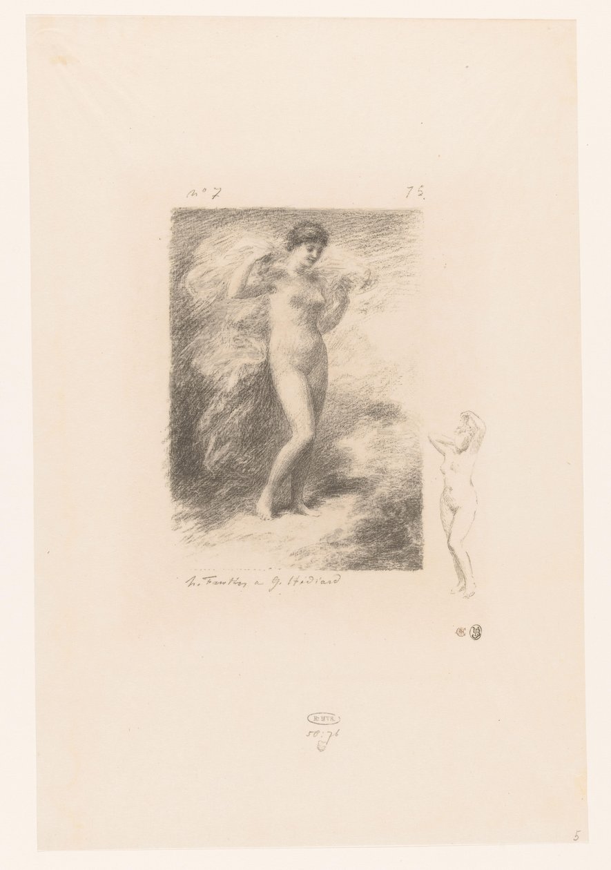 Nére met wapperende sluier door Ignace Henri Jean Fantin Latour