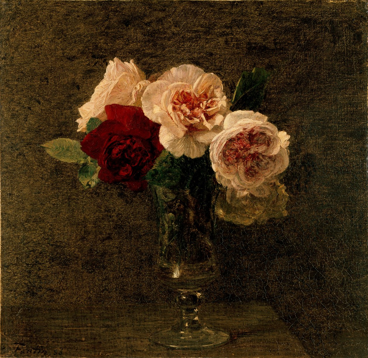 Stilleven: roze en rode rozen, 1886 door Ignace Henri Jean Fantin Latour