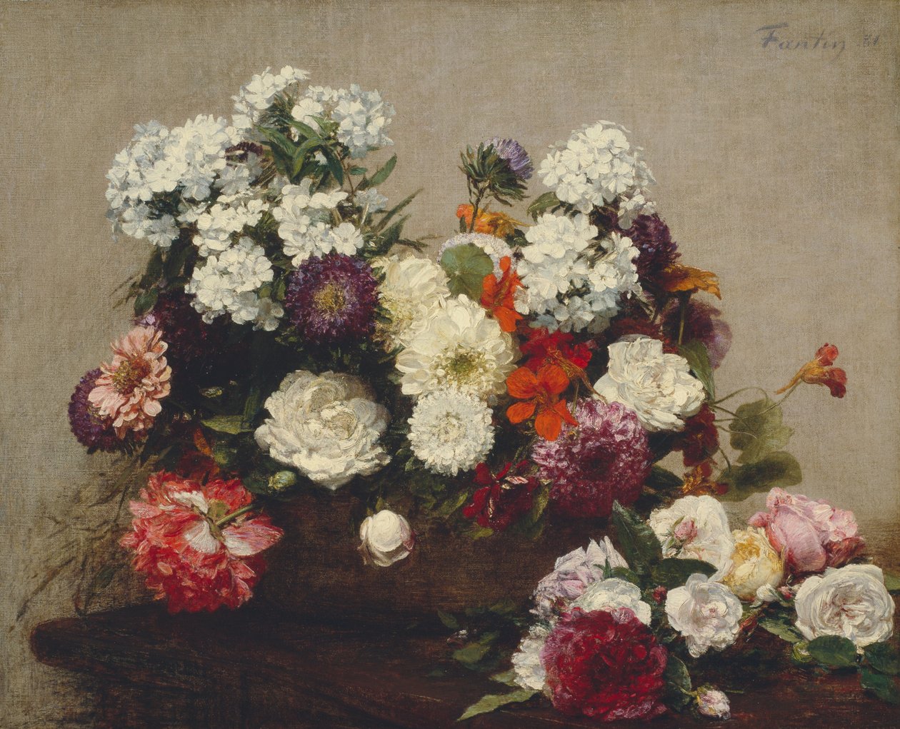 Stilleven met bloemen door Henri Fantin Latour