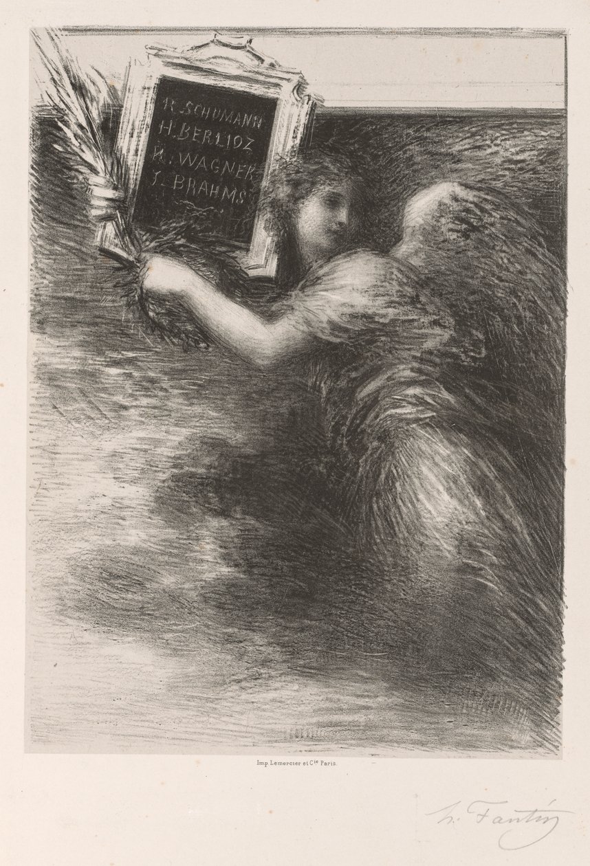 Het genie van de muziek door Ignace Henri Jean Fantin Latour
