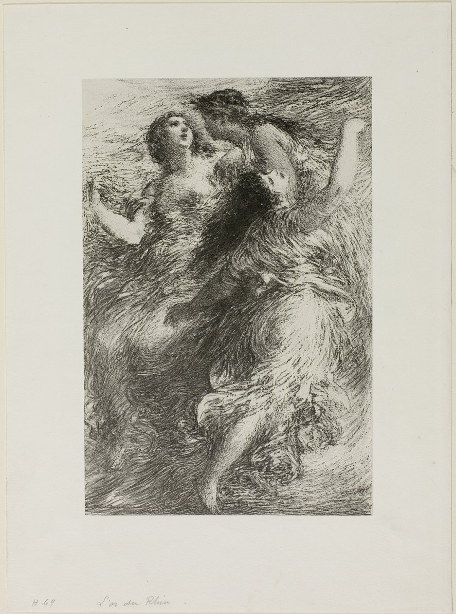 Het Rijngoud: Scene I, De Rijnmeisjes door Ignace Henri Jean Fantin Latour