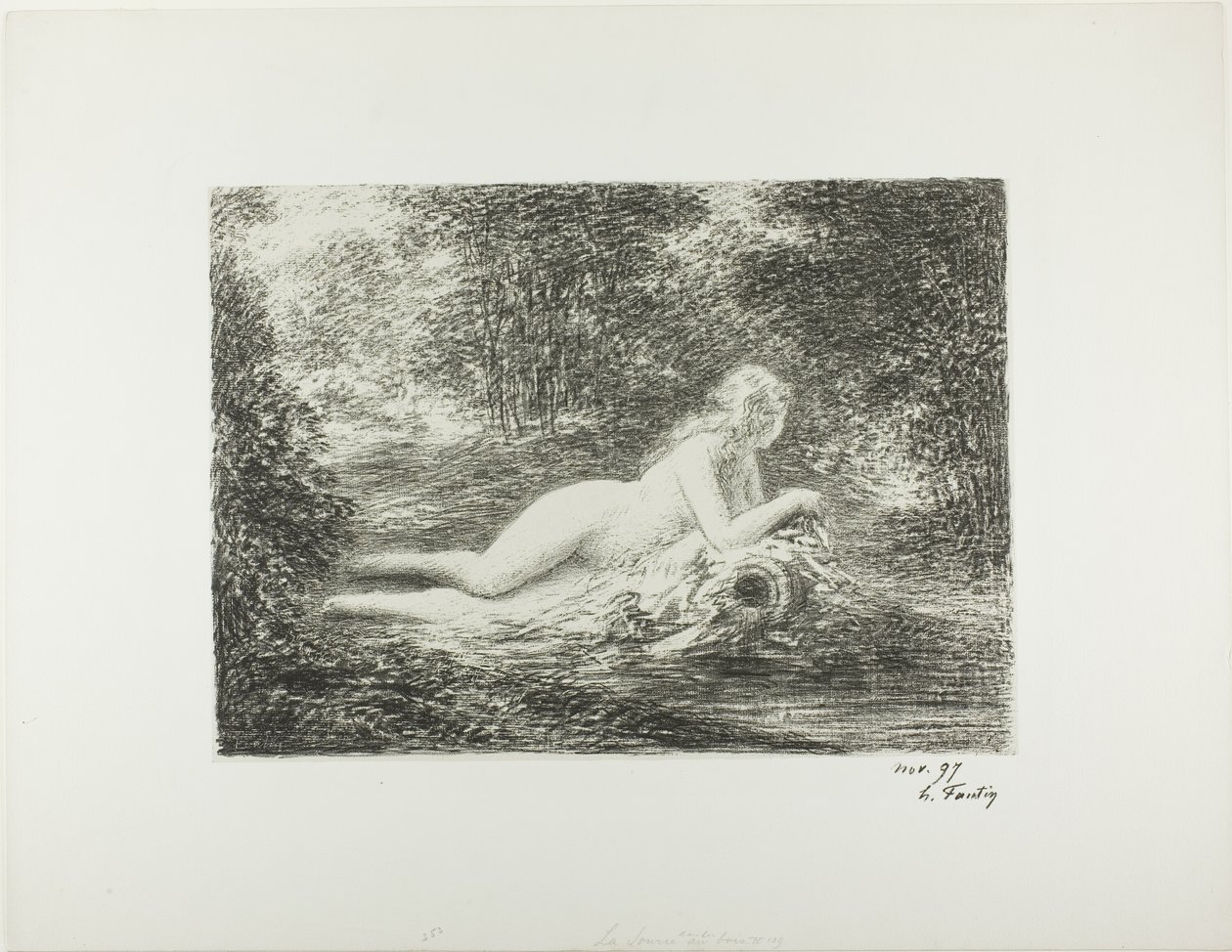 De lente in het bos door Ignace Henri Jean Fantin Latour