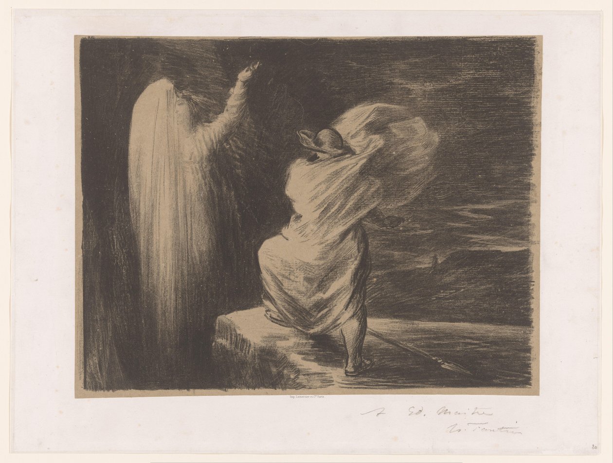 Wotan roept de aardgodin Erda op door Ignace Henri Jean Fantin Latour