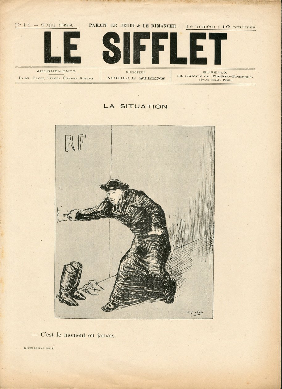 Le Whistle, nummer 14, satirisch in N & B door Henri Gabriel Ibels