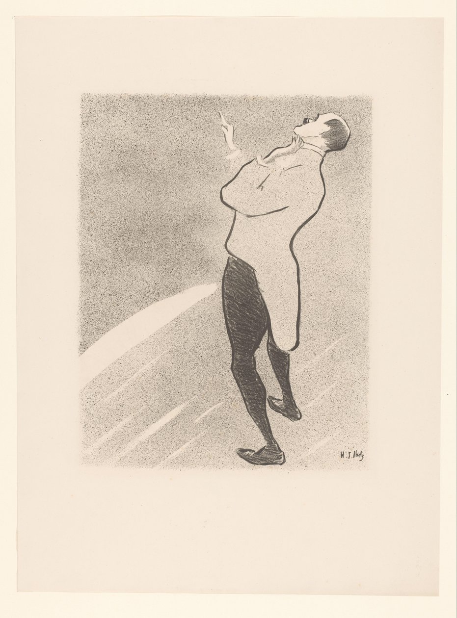 Portret van de cabaretier Kam-Hill door Henri Gabriel Ibels