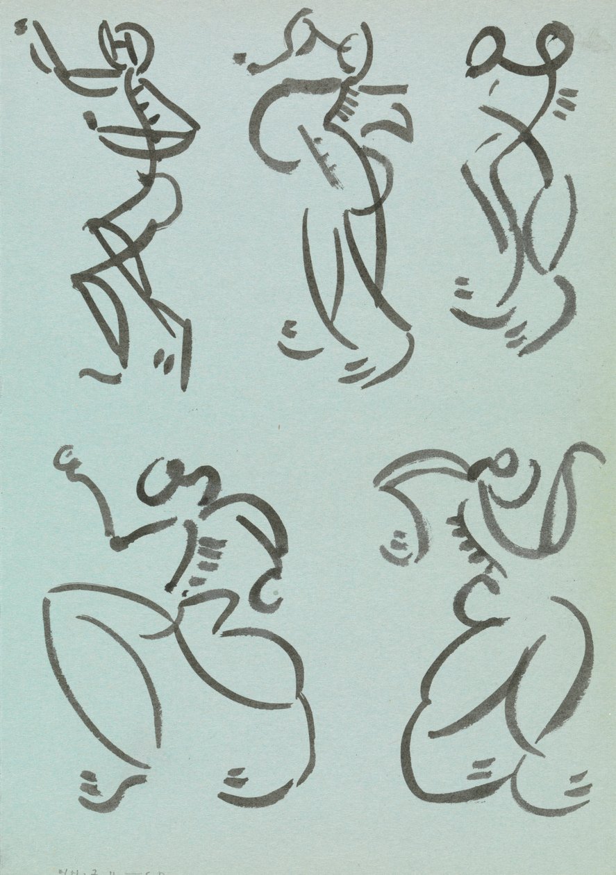 Vijf Studies van Dansende Figuren door Henri Gaudier Brzeska