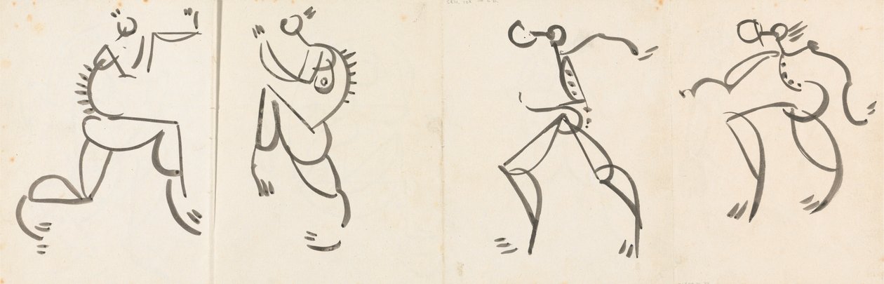 Fries van vier dansende figuren door Henri Gaudier Brzeska
