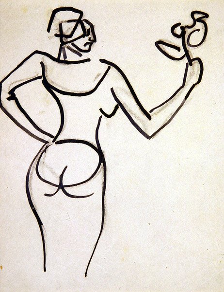 Dame met een bos bloemen door Henri Gaudier Brzeska