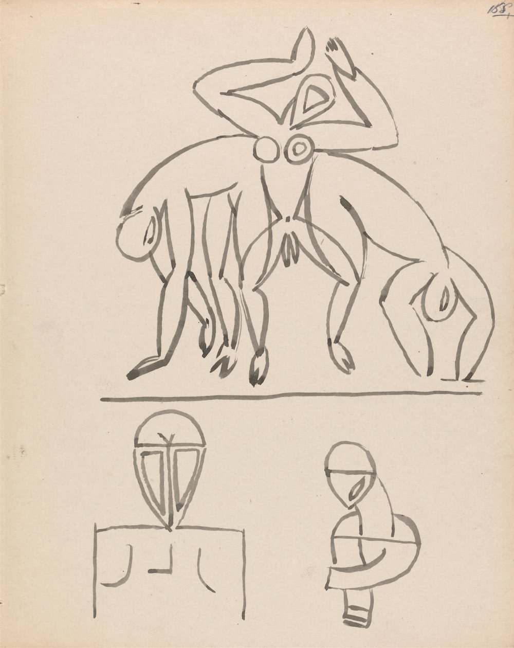 Negen figuurstudies door Henri Gaudier Brzeska