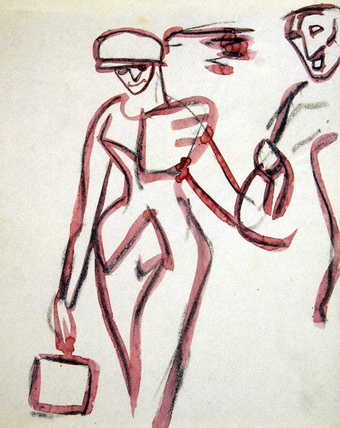 Wandelaar met metgezel door Henri Gaudier Brzeska