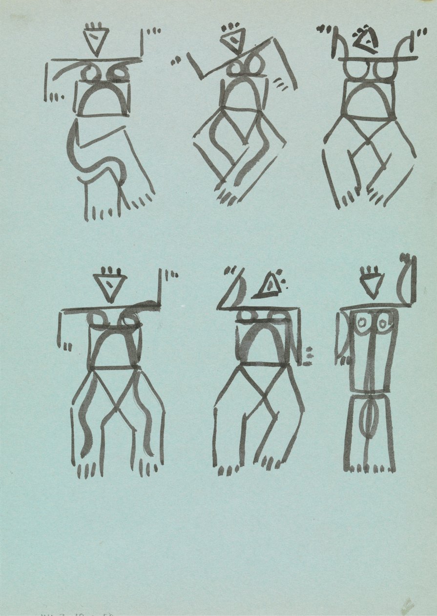 Zes studies van dansende figuren door Henri Gaudier Brzeska
