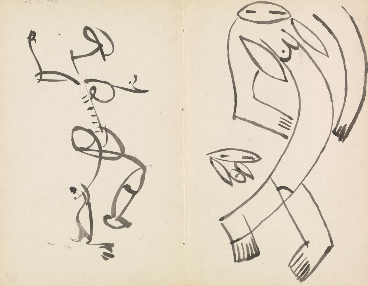 Studies van twee dansende figuren door Henri Gaudier Brzeska