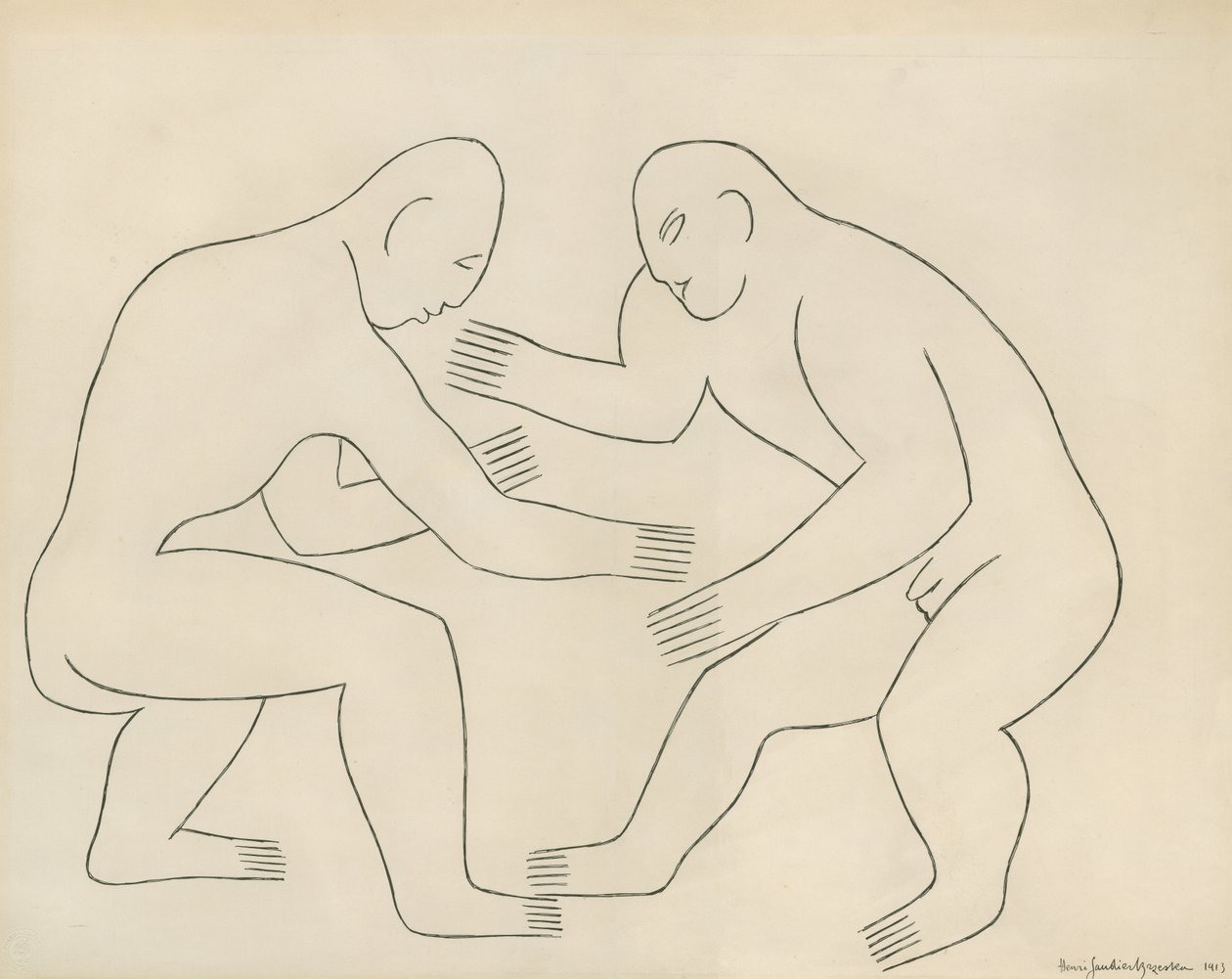 De worstelaars door Henri Gaudier Brzeska