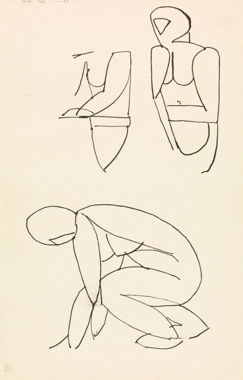 Drie figuurstudies door Henri Gaudier Brzeska
