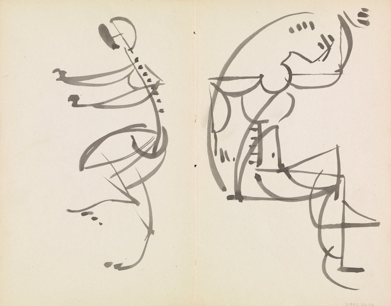 Twee figuurstudies door Henri Gaudier Brzeska
