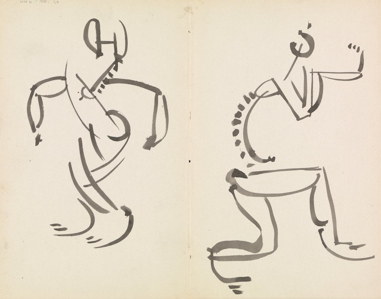 Twee figuurstudies door Henri Gaudier Brzeska