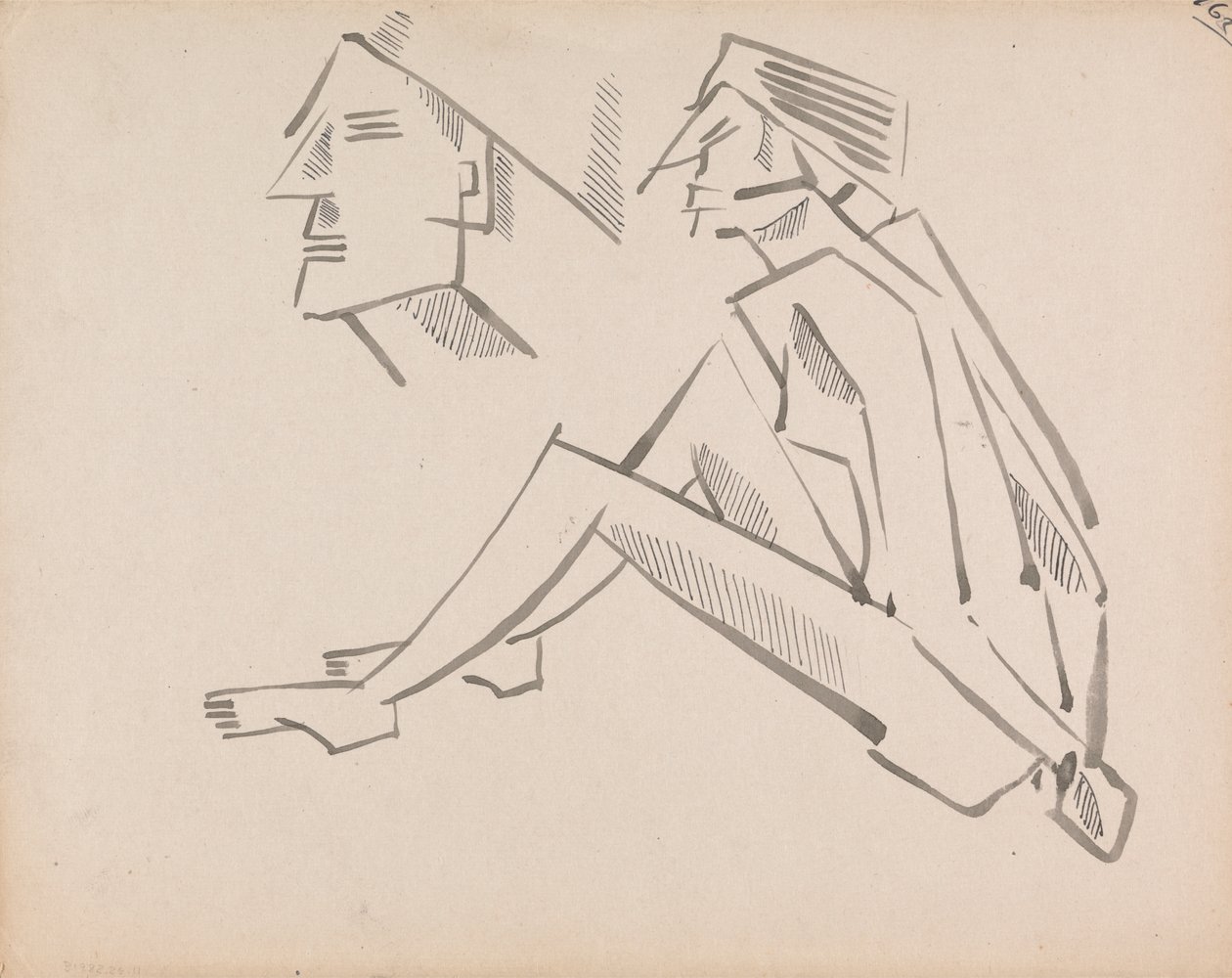 Twee figuurstudies door Henri Gaudier Brzeska