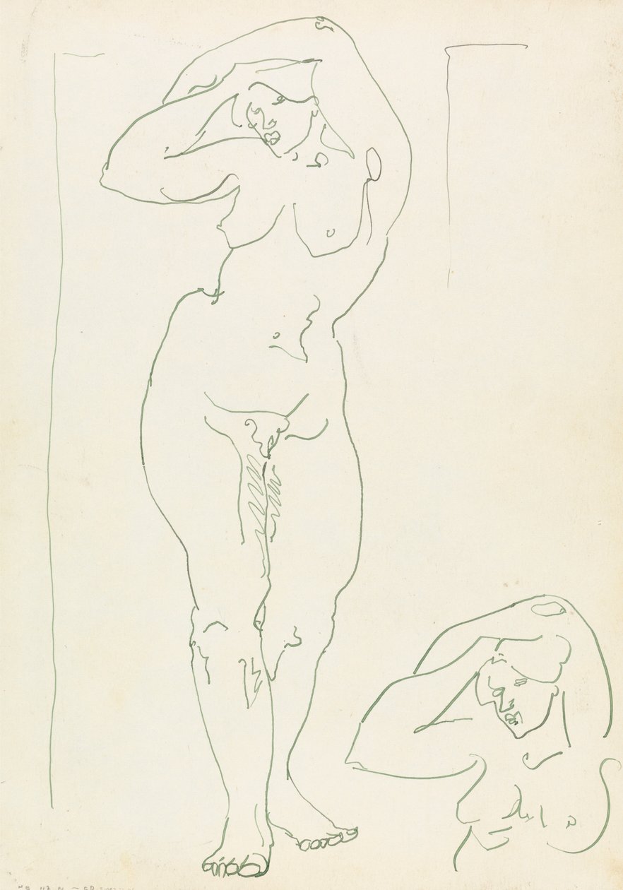 Twee studies van een vrouwelijke figuur door Henri Gaudier Brzeska