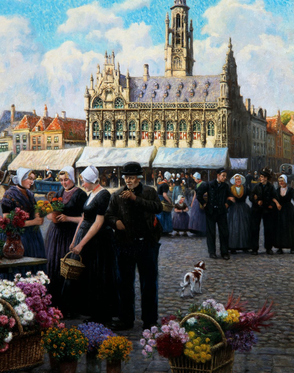 De bloemenmarkt in Middelburg door Henri Houben