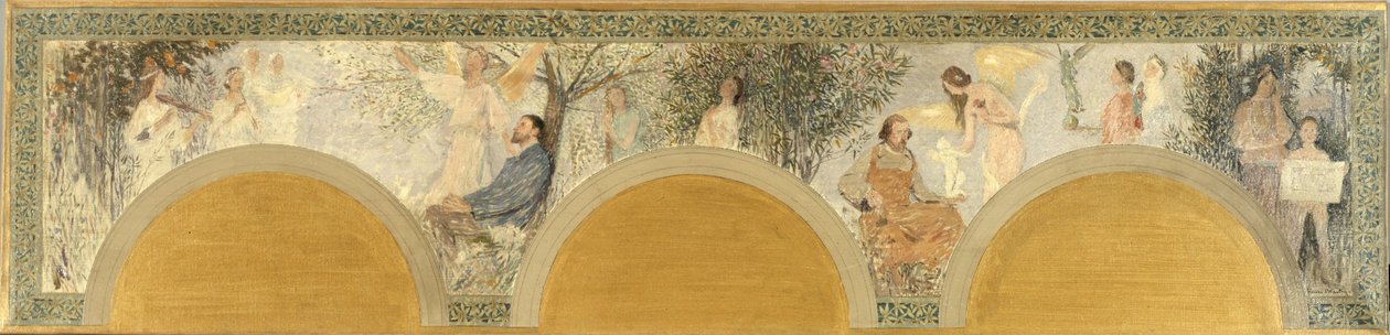 Schets voor de zuidelijke ingangssalon van het Hôtel de Ville de Paris: La Musique - La Sculpture door Henri Jean Guillaume Martin