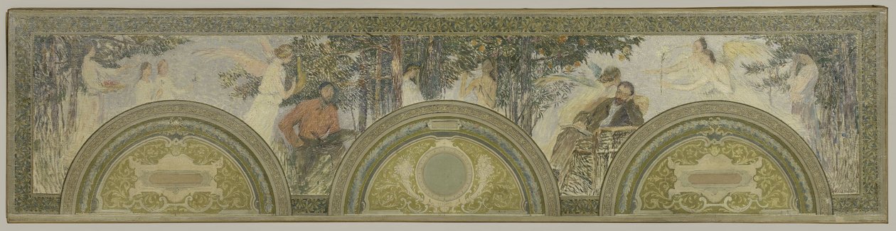 Schets voor de zuidelijke ingangssalon van het Hôtel de Ville de Paris: De Schilderkunst - De Literatuur door Henri Jean Guillaume Martin