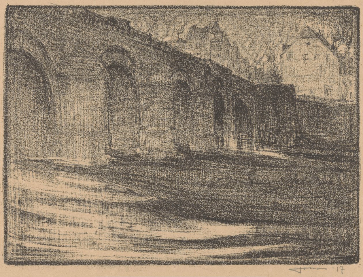 Sint Servaasbrug over de Maas in Maastricht door Henri Jonas (signed by artist)