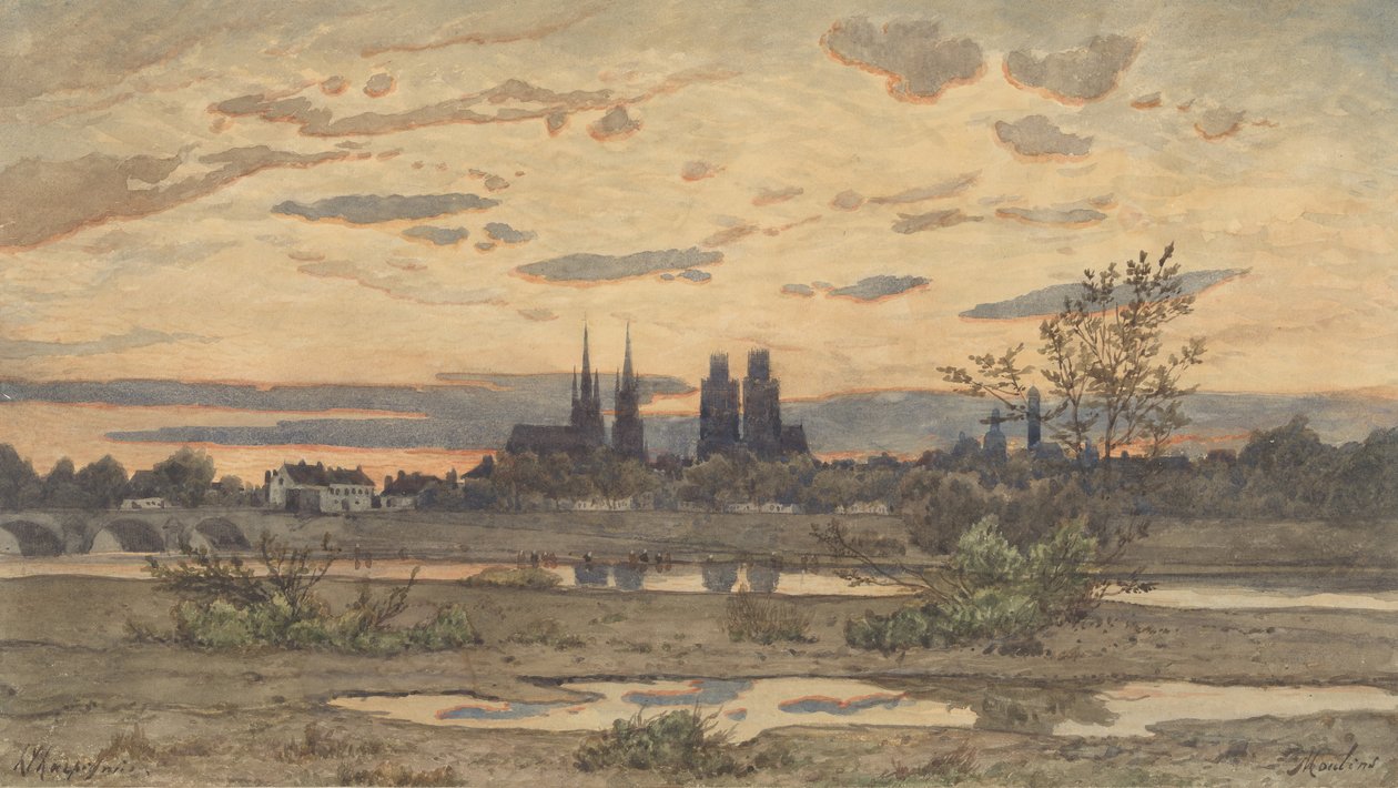 Een Zicht op Moulins door Henri Joseph Harpignies