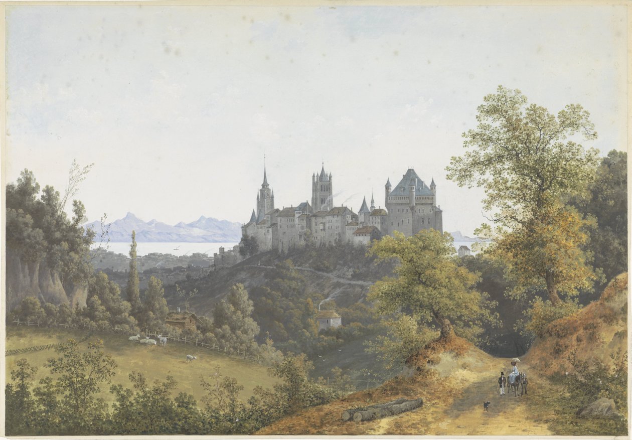 Gezicht op Lausanne, met uitzicht op de burcht en de kathedraal door Henri Knip