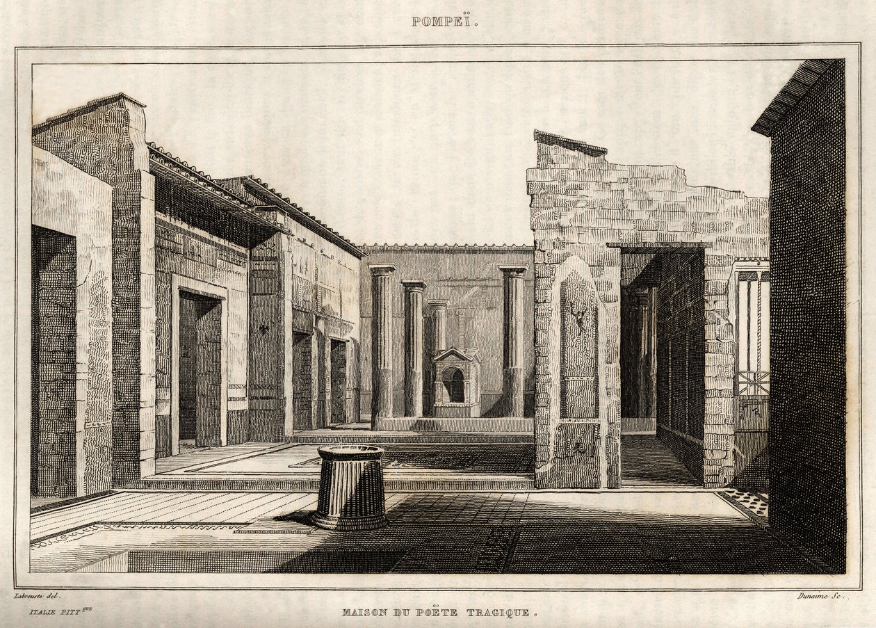 Het huis van de tragische dichter, in Pompeii, gravure door Labrouste door Henri Labrouste
