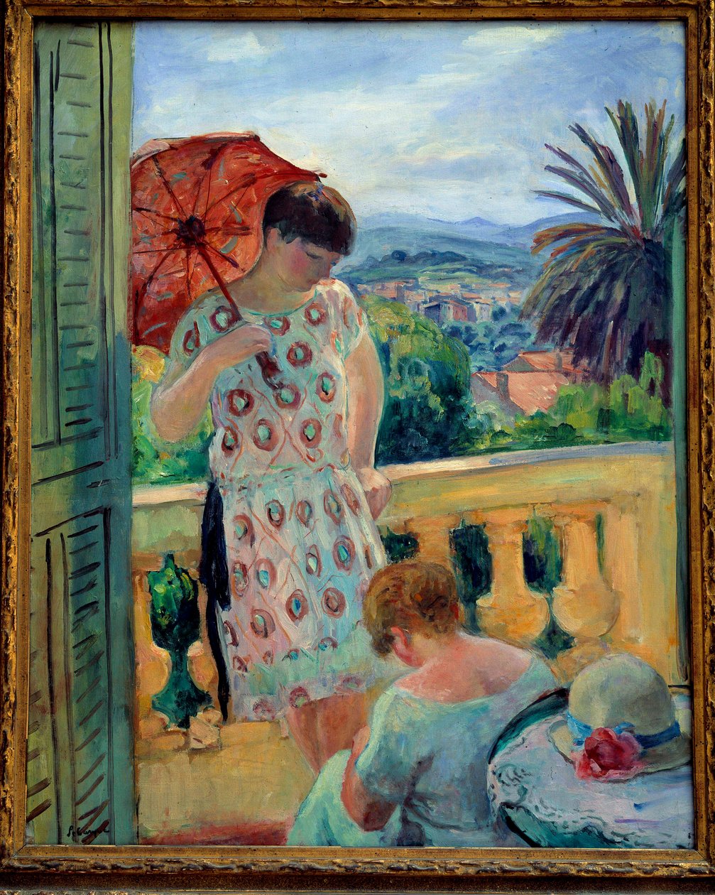Twee vrouwen op een balkon of op het balkon, met uitzicht op de Esterel. Schilderij door Henri Lebasque 1925-1926, olieverf op doek, 92.5 × 65 cm. Lyon, musee des Beaux Arts door Henri Lebasque