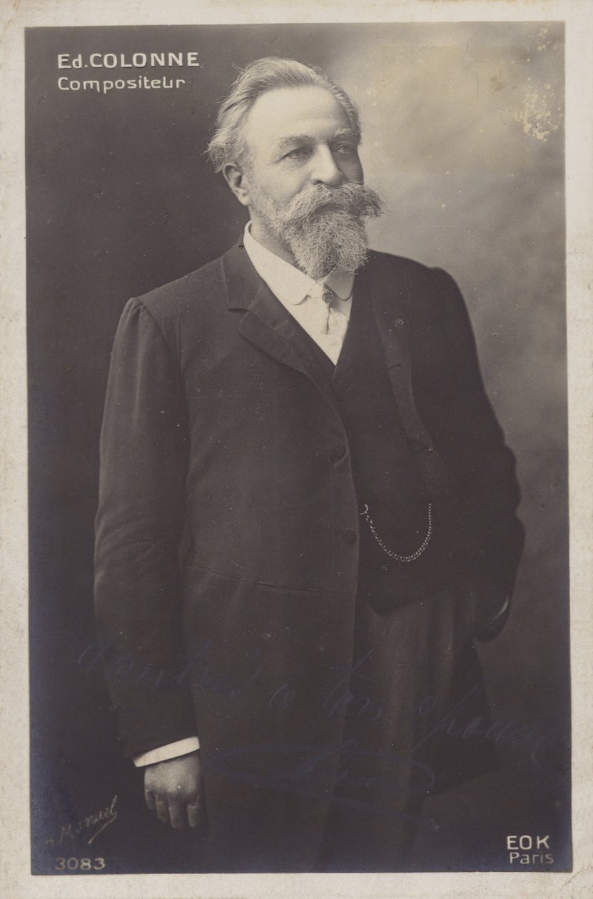 Edouard Colonne, Frans dirigent en violist (1838-1910) (z/w foto) door Henri Manuel