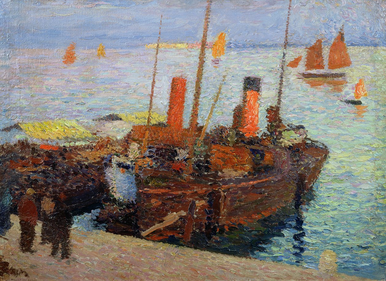 Boten in de baai van St. Malo, ca. 1910 door Henri Martin